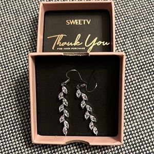 Silver crystal dangle bridal earrings